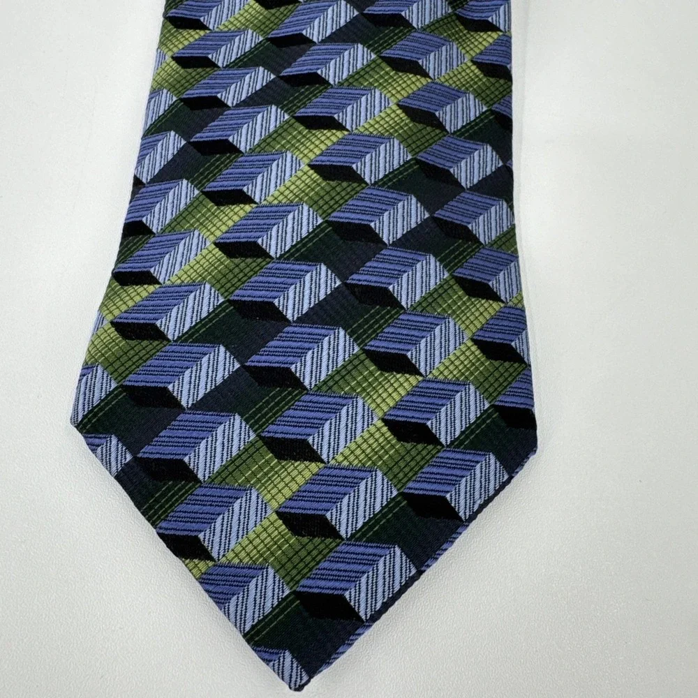 Kolte Italy VTG Necktie New Mens 100% Silk Ties Blue Green Modern Design 58